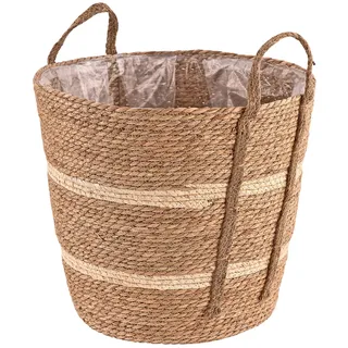 DEMA Pflanzkorb Seasons - Naturgeflecht für stilvolles Wohnen - 45 cm mit Folie & Tragegriffen - Dekorativ & praktisch für Innenräume