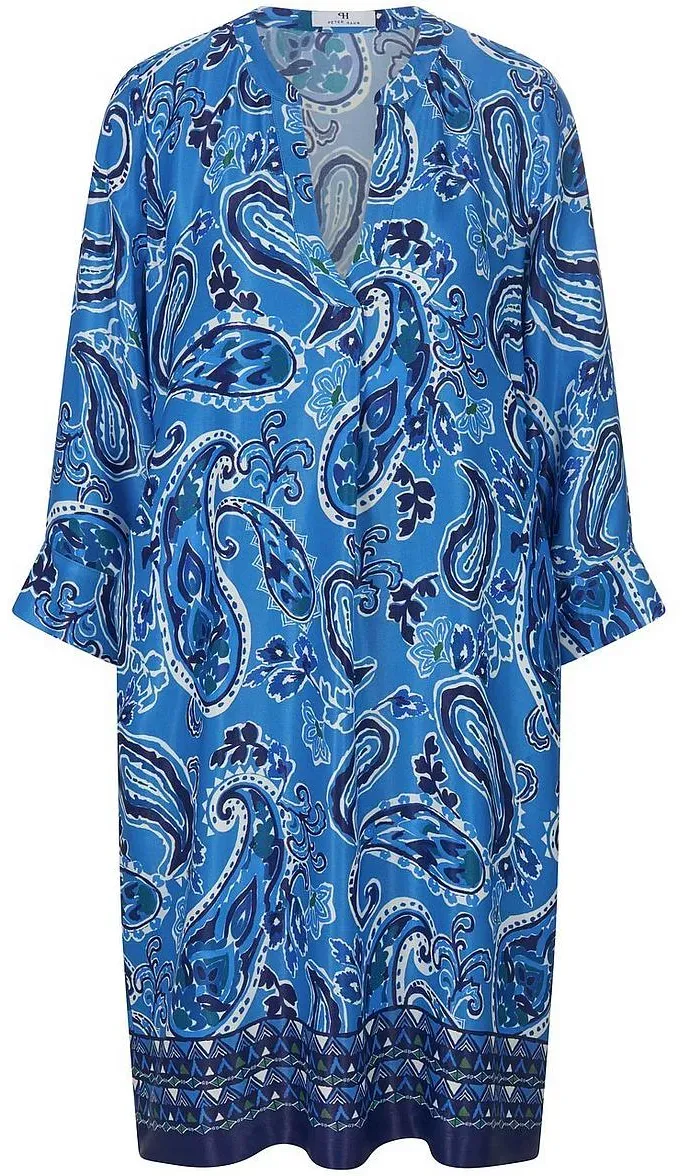 Kleid V-Öffnung am Rundhals-Ausschnitt Peter Hahn blau, 38