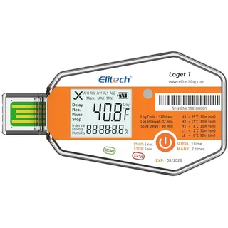 Elitech WHO PQS-zertifiziert Temperatur-Datenlogger mit Lichtsensor (PDF-Bericht/USB) Einweg-Temperaturrecorder für Impfstoff-Kühlketten LogEt1
