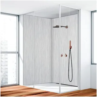 Duschrückwand, Badrückwand, Duschverkleidung, Wandverkleidung aus 3 mm Alu-Verbundplatte, Aluverbund Silber Gebürstet 001 110x260cm