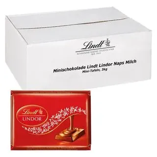Lindt Minischokolade Lindor Naps Milch, Mini-Tafeln, 411 Stück, 3kg