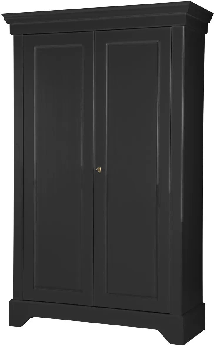 Schrank Isabel aus Kiefernholz, klassischer Landhausstil, Schwarz, mit Schloss und Einlegeböden