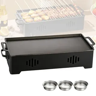 Warmhalteplatte fürs Grillen, BBQ Warmhalteplatte Teelicht, Warmhaltebehälter für Essen & Grillgut, Speisenwärmer Fleischwarmhalter Grill Zubehör für BBQ Grillparty Outdoor & Garten