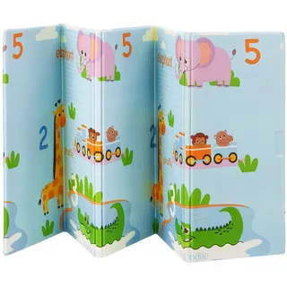 Juskys Kinder Spielmatte Stella 180x200 cm - XXL Matte Schaumstoff - faltbar & soft - Blau