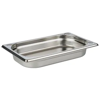 APS GN 1/4 Behälter, rostfreier Gastronormbehälter Edelstahl, Abmessungen 264 x 162 mm/Höhe 40 mm/Volumen 1 Liter, Edelstahlfarben