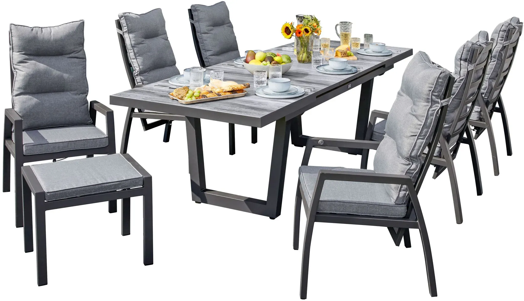 LC Garden Bondino Dining Set XIII Sitzgruppe Gartenset Anthrazit eckig