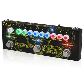 Getaria Guitar Multi-Effektpedal E-Gitarre Kombiniertes Effektpedal mit Distortion Overdrive Stimmlose Effekte Pedal Amp Modellierung IR-Simulation, eingebauter