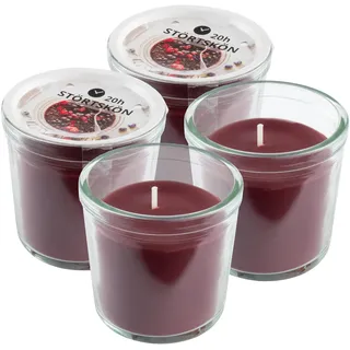 Ikea Stortskon dunkelrote Duftkerzen im Glas, Beeren und Blattgrün, 7,5 cm, je 20 Stunden, 4 Stück