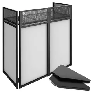 Vonyx DB4 PRO DJ Pult, DJ Booth, DJ Tisch mit Eckplatten und weißen und schwarzen Abdeckungen, Tragetaschen, mobile DJ-Stand