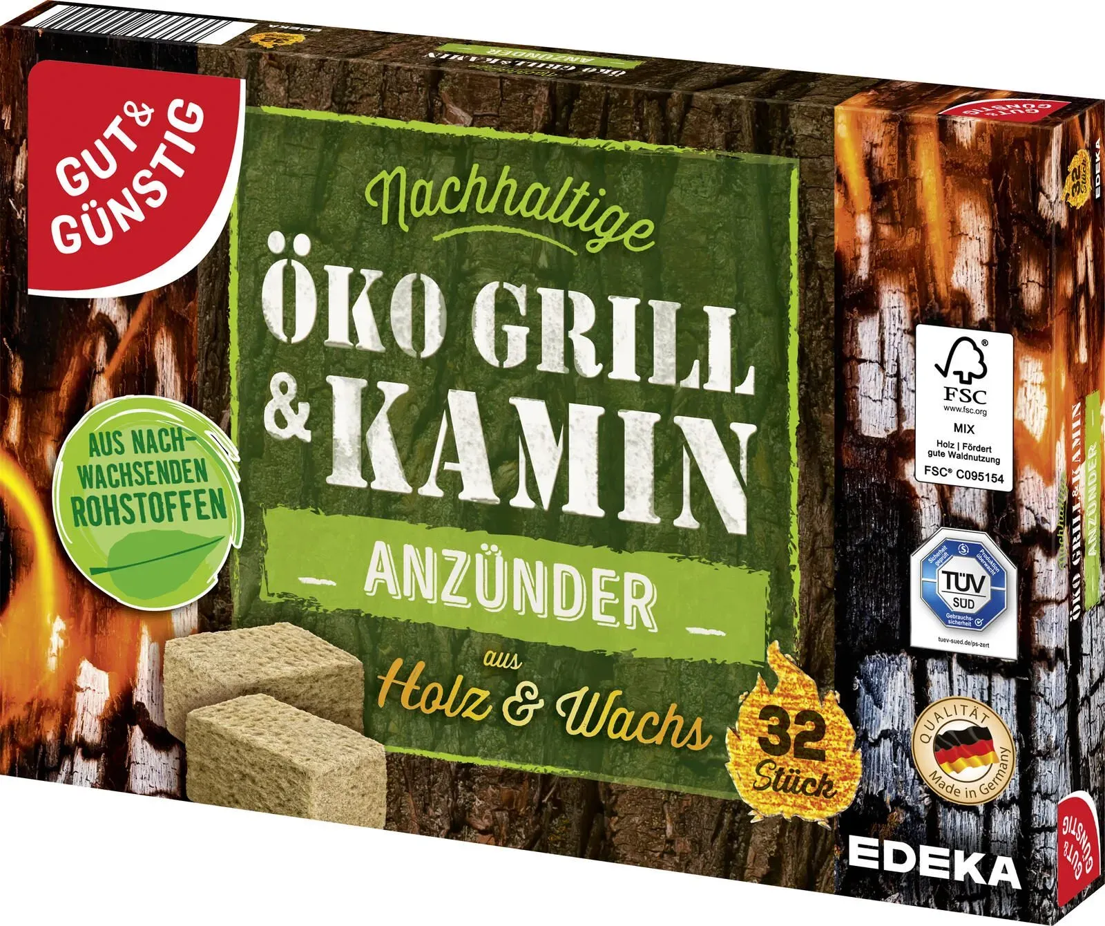 GUT&GÜNSTIG Kamin- & Grillanzünder 32 Stück