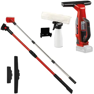 Einhell Akku-Fensterreiniger BRILLIANTO Power X-Change (18 V, 28 cm lange Saugdüse, streifenfreie Reinigung, inkl. Sprühflasche mit Mikrofasertuch, Düsenset, Teleskopstangenset, ohne Akku)