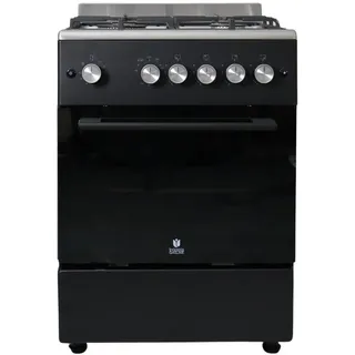 GASLINE Gas Standherd SHGG6060FGWB schwarz/Edelstahl Gasbackofen mit Thermostat, Grill und Umluft Erdgas LPG