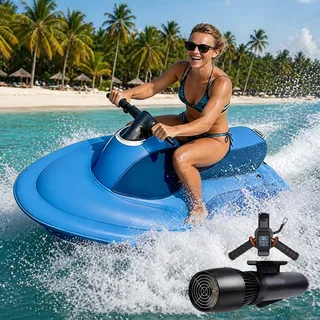 moupeaktain Schlauchboot mit Motor 2 Personen, Elektrisches Jet-Ski 500W/700W mit Rückwärtsgang, 3–9 km/h, Tragbares Mini Jetboot für Erwachsene, ideal für See, Meer & Schnorcheln 16A
