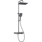 Emke, Duschsystem, Duschsystem mit Thermostat, Handbrause + Regendusche(3 Strahlstärken) + Unterer Auslass