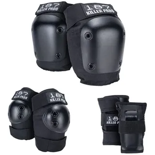 187 KillerPads Protektoren-Set Adult Six Pack (mit Knieschonern, mit Handgelenkschonern, mit Ellenbogenschonern), für Erwachsene schwarz L/XL