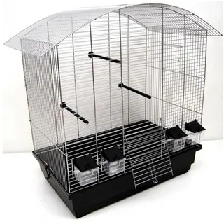 M.O. Vogelkäfig Vogelkäfig Ula, Vogelheim mit Zubehör, Chrom/Schwarz