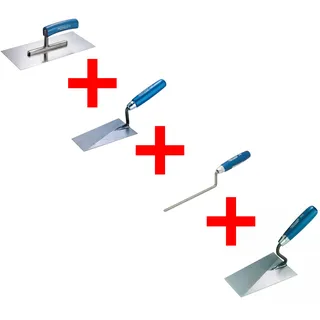 Jung Henkelmann Kellen Set 4-tlg Maurerkelle, Putzkelle, Fugenkelle, Glättekelle