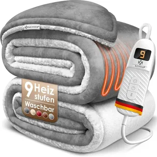 Kesser KESSER® Heizdecke mit Abschaltautomatik Doppelseitig Elektrische Wärmedecke Kuscheldecke Bett, Sofa 9 Temperaturstufen waschbar bis 40°C mit Timer Digitalanzeige