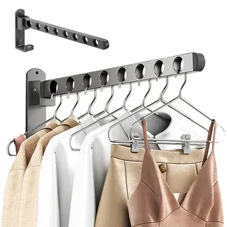Kleiderbügel-Wandhalterung, Wäschetrockner-Wandhalterung | Ausziehbarer Wand-Trockenständer, Wand-Kleiderständer,Zusammenklappbare Kleiderbügel, wandmontierter Wäscheständer für Badezimmer, Wäsche