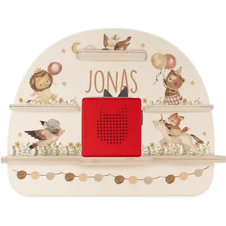 Kidsmood - Tonie Regal für Kinderzimmer, personalisiert mit deinem Namen - magnetisches Wandregal für Tonie Hör-Figuren & Tonie-Box - Tiere-Luftballon