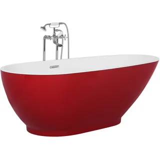 Beliani Beliani, Badewanne, Rot Freistehend 173 x 82 cm,