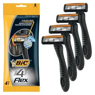 BIC 4 Flex, Einwegrasierer Set Männer, 4 Klingen, für empfindliche Haut, 4 Stück