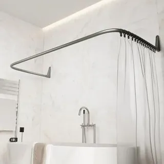 ERICA Duschvorhangstange L-Form 4-in-1 grau