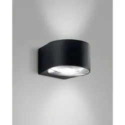 Fabas Luce LED Außenwandleuchte LAO, Up/Down, 2-flammig, IP65, 12W 3000K 1080lm 2x100°, Aluminium / Kristallglas, schwarz FAB-3603-22-101