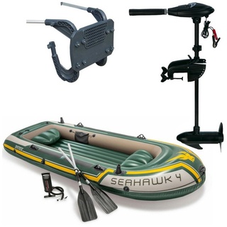 Intex Schlauchboot-Set Seahawk 4 inkl. Außenbordmotor + Befestigung