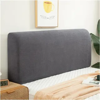 Bett Kopfteil Bezug/Überzug 200cm/180 cm Beige/Schwarz 160 cm, Staubdichte Stretch Bett Kopfteil Abdeckung, Rückenschutz All-Inclusive Slipcover, bettkopfteil hussen ( Color : Grau , Size : 110cm/43in