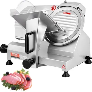 Vevor Kommerzieller Fleisch Allesschneider 200 W, Elektrische Aufschnittmaschine Lebensmittelschneider mit 20,32 cm-Kohlenstoffstahlklinge, 0–12 ...