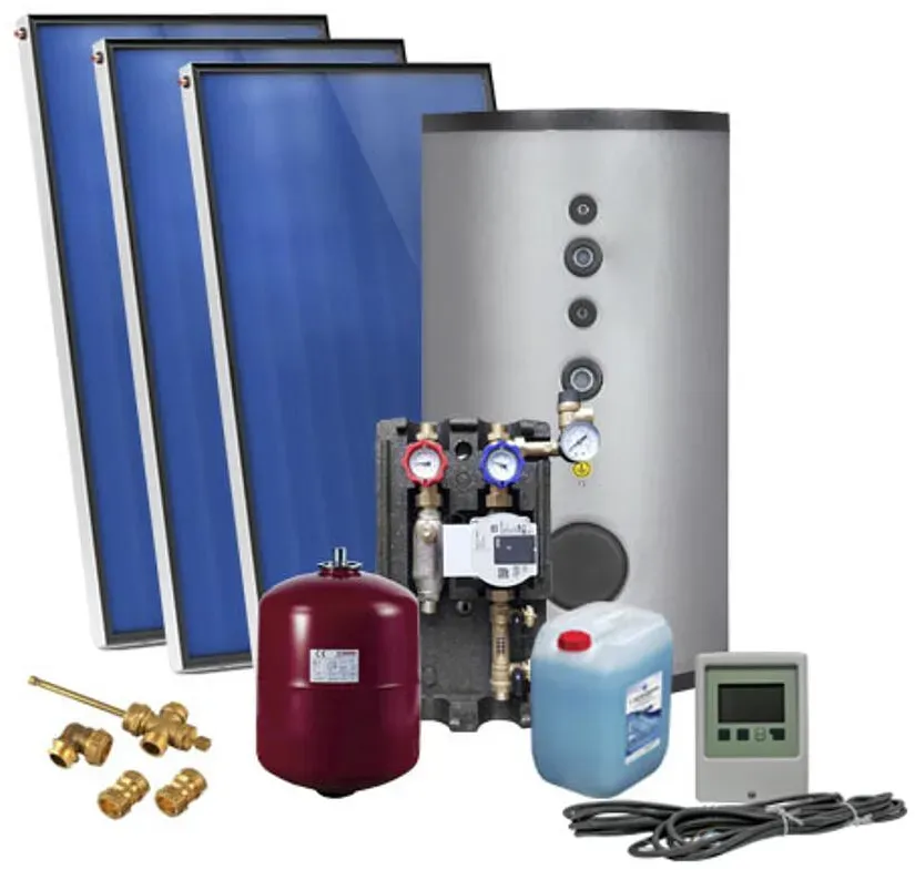 Solarpaket SUNEX AMX 2.0, Flachdachmontage 6,00m2 mit Solarspeicher 300L, 2 WT