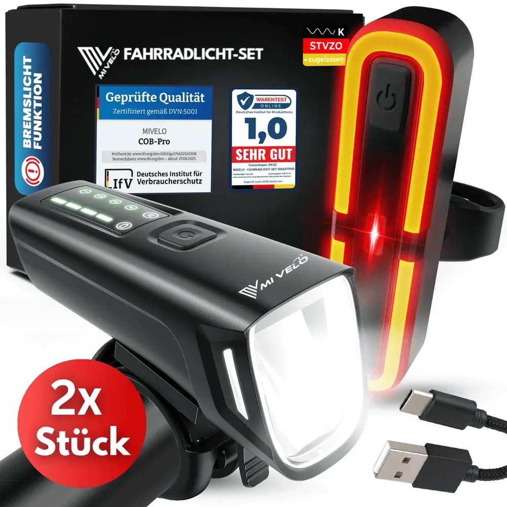 Fahrradlicht Set mit Bremsanzeige "SMART-Ultimate"
