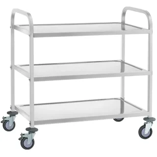 Royal Catering Servierwagen Edelstahl 3 Borde - Ablagen: 90 x 50 cm - 500 kg -