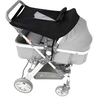 Sonnensegel Kinderwagen, Verstellbarer Kinderwagen Sonnenschutz, Sonnenschutz Buggy Tuch, Sonnensegel Kinderwagen mit Sichtfenster, Mit Uv Schutz Upf 50+ und Wasserdicht, Schwarz