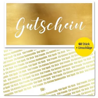 Frank Paperman Geschenkkarte Gutscheine & Terminkarten, Goldfolienprägung, Stempelfeld, 100 % Recyclingpapier, Geschenkgutschein, Danke, Geburtstag