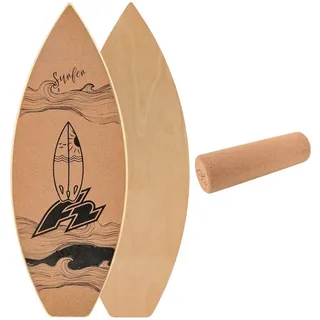 F2 Kork Balance Board Surf 84x31cm mit Korkrolle - für sofortigen Trainingsspaß! beige NO SIZE