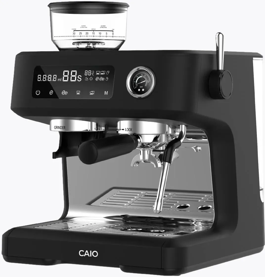 CAIO One Siebträgermaschine mit Mahlwerk Schwarz
