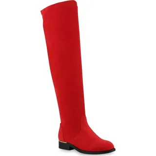 Stiefelparadies Damen Overknees in Rot,