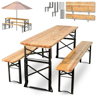 holz4home Bierzeltgarnitur BIERBANK 3-teilig 167 x 50 cm schwarz /naturfarbig
