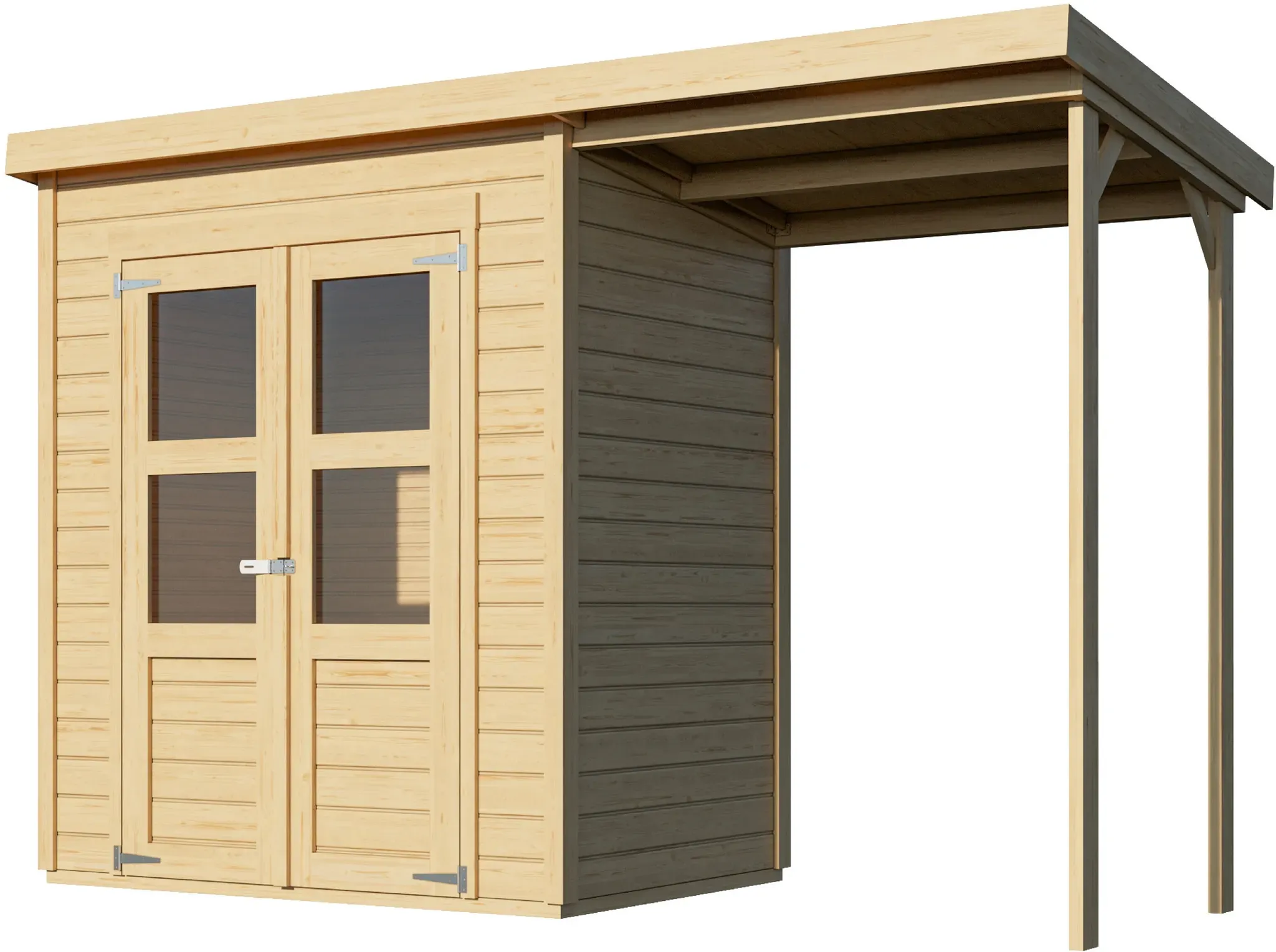 Karibu Gerätehaus »Roan« mit 1 - 322x126x219cm - naturfarben - Fichtenholz / Holz / Glas