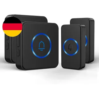 Funkklingel,  Türklingel Funk Set, Kabellose Türklingel 2 Empfänger & 2 Sender 3
