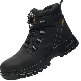 Sicherheitsschuhe Herren Leichte Arbeitsschuhe Winter Stahlkappenschuhe Wasserdicht Sicherheitsstiefel Warm Gefüttert Sicherheits-Schnür-Stiefel rutschfeste Shoes mit Drehknopf und Stahlkappe - 47 EU