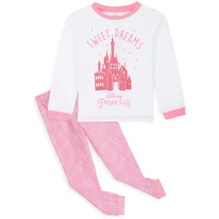 Disney Schlafanzug Mädchen, Prinzessinnen Pyjama Kinder, 100% Baumwolle Kinder Schlafanzug Lang, Teenager und Kinder Schlafanzug (Rosa, 5-6 Jahre) - 5-6 Jahre