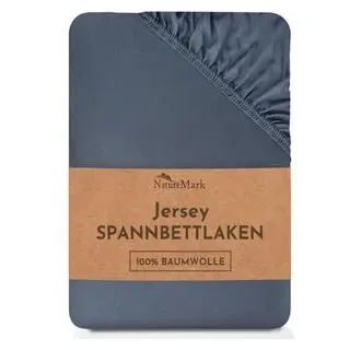 NatureMark Spannbettlaken Jersey-Baumwolle 140 x 200 - 160 x 200 cm Grau