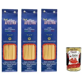 Afeltra Pasta di Gragnano I.G.P Spaghetti I.G.P. Grießnudeln 3x 500gr+Polpa 400g