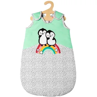 Heless 1194 - Schlafsack für Puppen im Pinguin Pünktchen Design, mit Pinguin-Aufdruck und Klettverschluss, kuschelweich, Größe 28-35 cm,