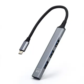 ewent EW1145 USB C Hub, 4 Ports, 5000 Mbit/s, USB-C auf USB-A Plug&Play