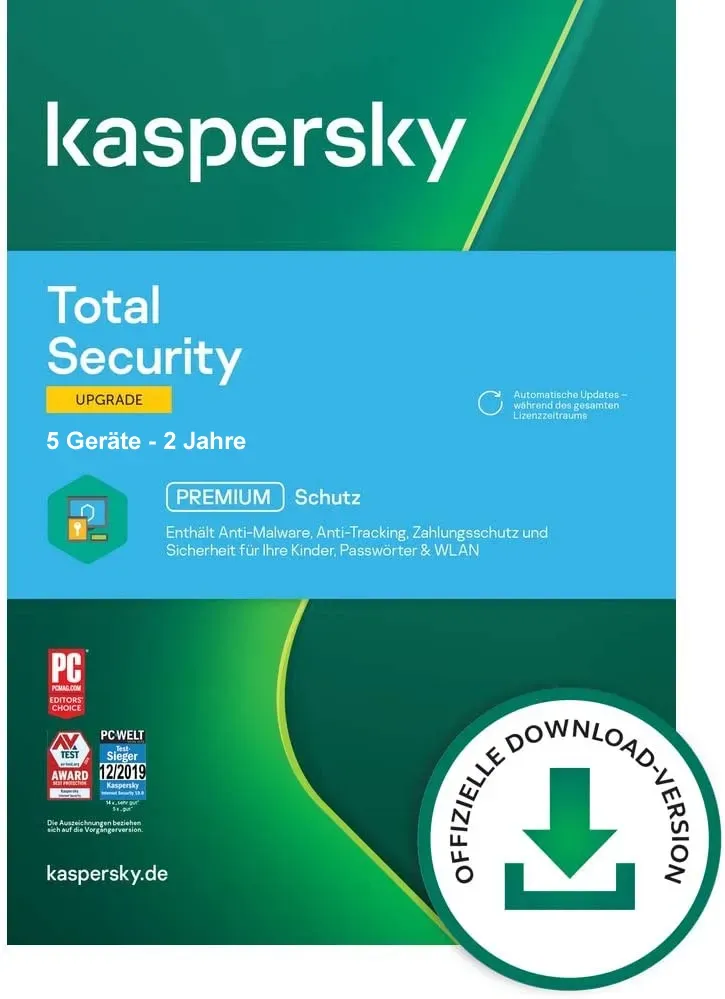 Kaspersky Total Security 2026 Upgrade, 5 Geräte - 2 Jahre, Download, ESD