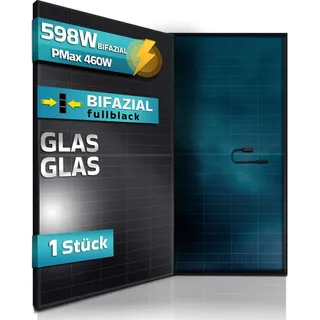sunniva SUNNIVA® Solar Module - Bifacial 598 Watt Black Frame FULL BLACK - Glas Glas - PMax 460W - Setwahl Solarpanele, Bifazial, IP68, PV-Modul, Photovoltaik